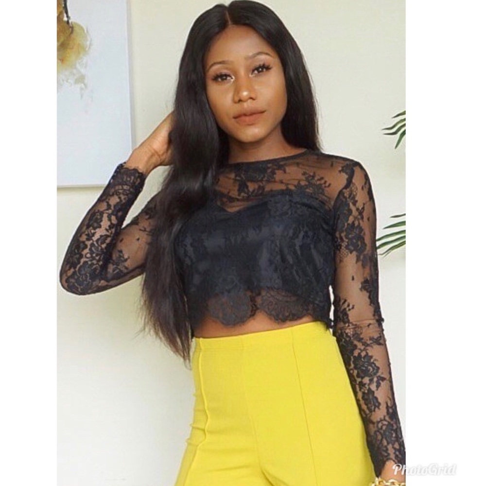 Black lace crop top